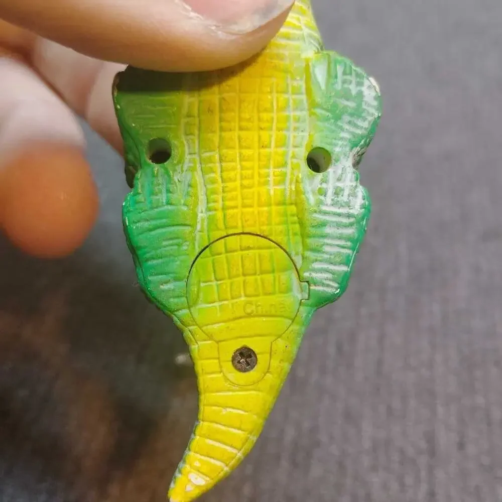 Vintage Alligator Crocodile Keychain Charm Green Yellow Collectible Toy